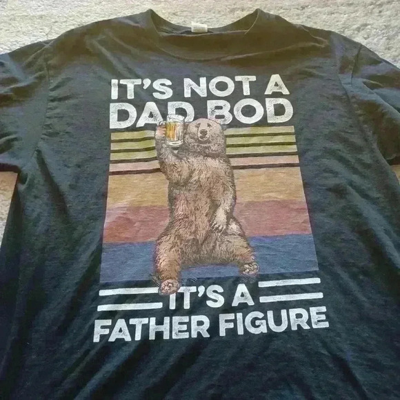 "Dad Bod" Mens Black Crew Neck Tee L - Picture 6 of 8